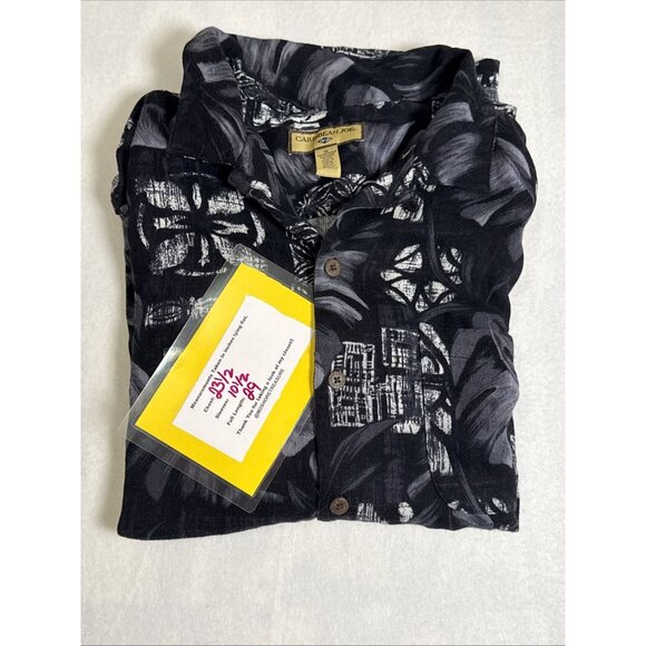 Caribbean JOE Men's Size XL Black White Rayon Button Down SS Hawaiian Shirt - Picture 10 of 10